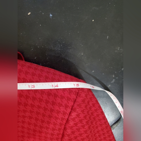 Cabi red blazer / jacket with ruffle & houndstooth pattern, XS - Picture 14 of 16